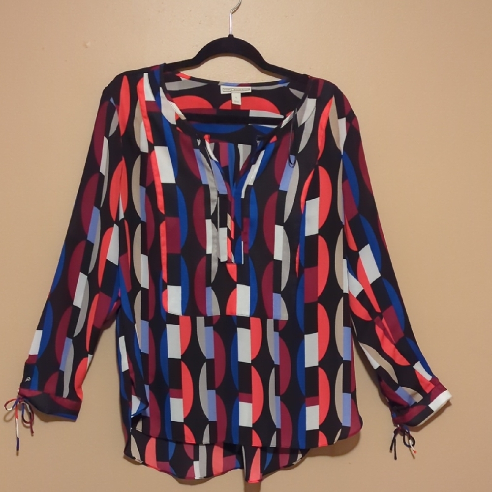 Dana Buchman Multicolor Geometric Blouse